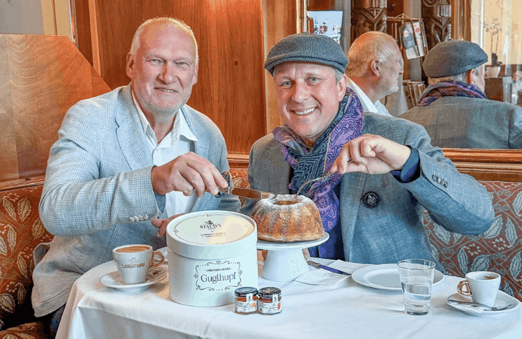 V.l.n.r.: Berndt Querfeld (Geschäftsführer Café Landtmann) und Stefan Schauer (Geschäftsführer Staud's Wien) © Laura Rabensteiner