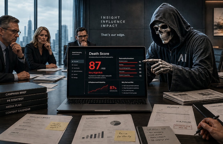 Der digitale Sensenmann fragt nicht nach Strategiepapieren, sondern danach, wie viel echte Expertise im Geschäftsmodell steckt. (Symbolbild) © KI-generiert mit ChatGPT von OpenAI
