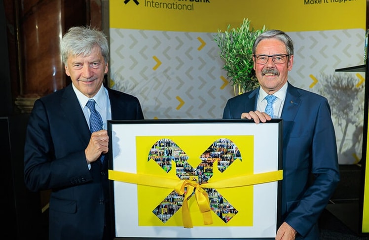 Der scheidende RBI-CEO Johann Strobl und Erwin Hameseder