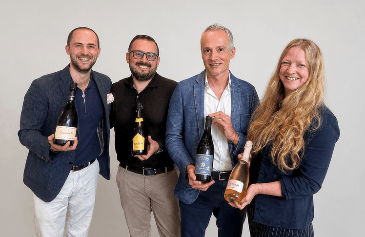 V.l.n.r.: Benjamin Leitner (Geschäftsführer P.M. Mounier), Gianni Zucchetto (Export Manager Ruggeri), Alessio Pavan (General Manager Doppio Passo) und Gabriele Eidher (Marketing Manager P.M. Mounier)