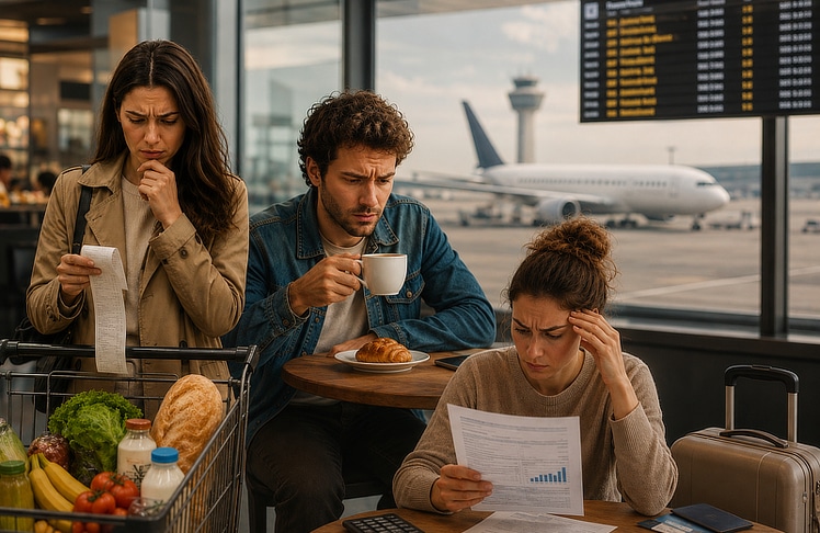 Dienstleistungen (z.B. Flugtickets) lassen Inflation schnell nach oben steigen (Symbolbild) © KI-generiert mit ChatGPT von OpenAI