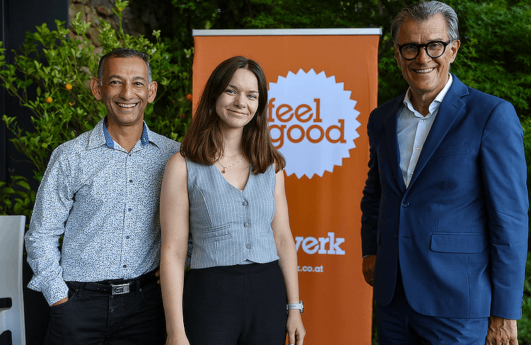 V.l.n.r.: Dhiraj Mukherjee (Co-Founder von Shazam und Experte für Leadership, Innovation und künstliche Intelligenz), Svenja Leitner (kraftwerk) und Heimo Hammer (CEO der kraftwerk Gruppe)