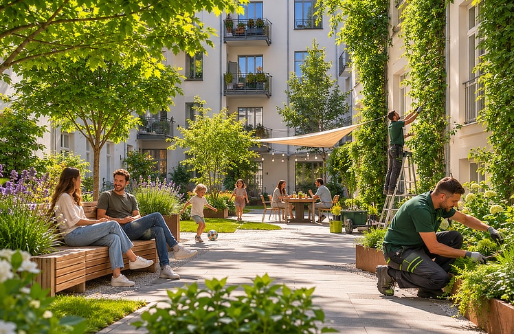 Wie entsiegelte Innenhöfe das Wohnumfeld verändern (Symbolbild) © KI-generiert mit ChatGPT von OpenAI