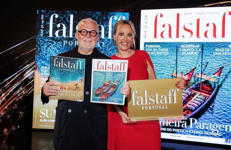 Falstaff-Herausgeber Wolfgang Rosam mit Alexa Desch, Herausgeberin und Geschäftsführerin von Falstaff Portugal.