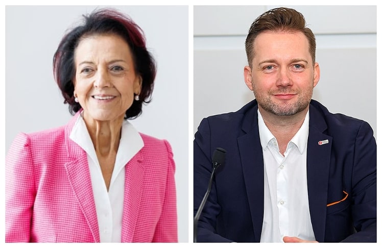 Margarete Gumprecht, Obfrau der Sparte Handel in der Wirtschaftskammer Wien und Rainer Will. Geschäftsführer des Handelsverbands.
