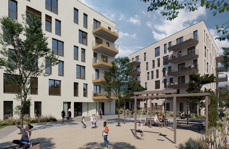 Zusätzlich entstehen Gemeinschaftsflächen, die zur Aufenthaltsqualität im Quartier beitragen sollen © Oliver Oswald/newages.at