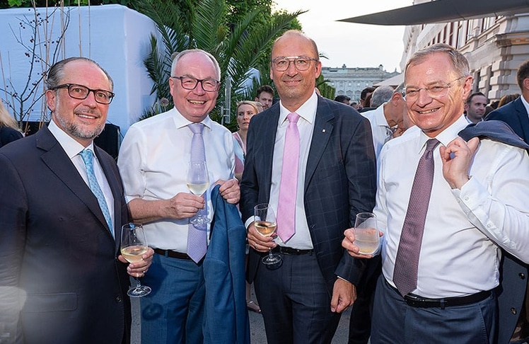 V.l.n.r: Alexander Schallenberg, Stephan Pernkopf, Thomas Stelzer und Reinhard Schwendtbauer © Andreas Tichler