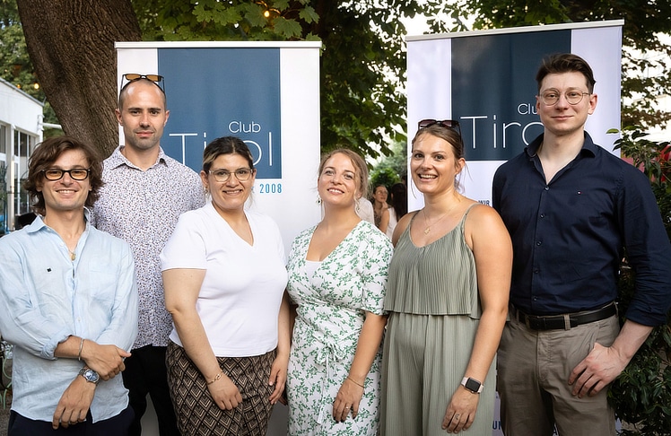 V.l.n.r.: Luca Pümpel (Like an Actor - Rhetoriktraining), Martin Lanner (Hoyos Klinger Lanner Rechtsanwälte), Özlem Ciftci (Juristin), Jacqueline Reich-Schreter (stadt wien marketing), Anja Mayer (n.b.s. GmbH) und Sebastian Berloffa (Enteco Concept GmbH) © Club Tirol/Ulrike Wieser