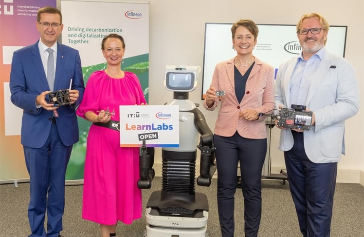 V.l.n.r.: Landesrat Markus Achleitner, IT:U-Gründungspräsidentin Stefanie Lindstaedt, Infineon Austria-CEO Sabine Herlitschka und IV OÖ-Präsident Thomas Bründl.