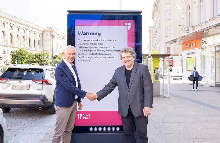 Franz Solta, CEO von Gewista (links) und Josef Kneisl, Gruppe Krisenmanagement und Sicherheit der Stadt Wien © Gewista