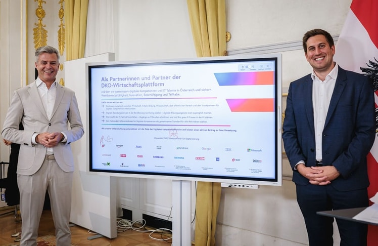 Thomas Arnoldner, Deputy CEO der A1 Group, und Digitalisierungsstaatssekretär Alexander Pröll