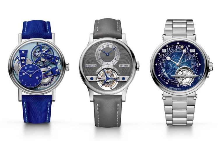 Breguet Tradition Tourbillon 7047, Classique Tourbillon 5357 und Marine Tourbillon Équation Marchante 5887 © Breguet