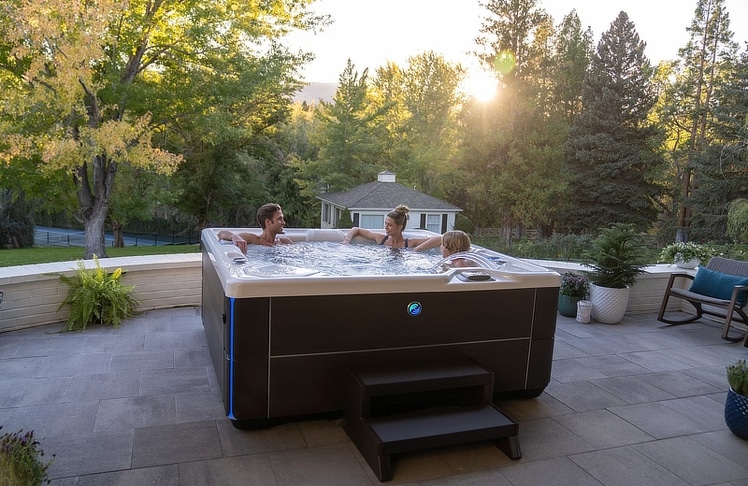 Vanguart stammt aus derselben luxuriösen Highlife-Kollektion wie das Modell Aria. Er besitzt exakt die gleichen Außenmaße, unterscheidet sich aber maßgeblich in der Sitzaufteilung und der Anzahl der Massagefunktionen© HotSpring