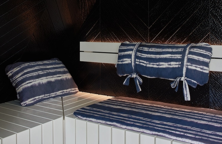 Die speziell für heiße Temperaturen in der Sauna entwickelten Polster sollen nicht nur mit Komfort überzeugen, sondern auch in ästhetischer Hinsicht. 