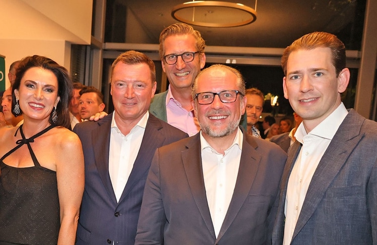 V.l.n.r.: Elisabeth Köstinger, Markus Friesacher, Stephan Zöchling, Alexander Schallenberg und Sebastian Kurz