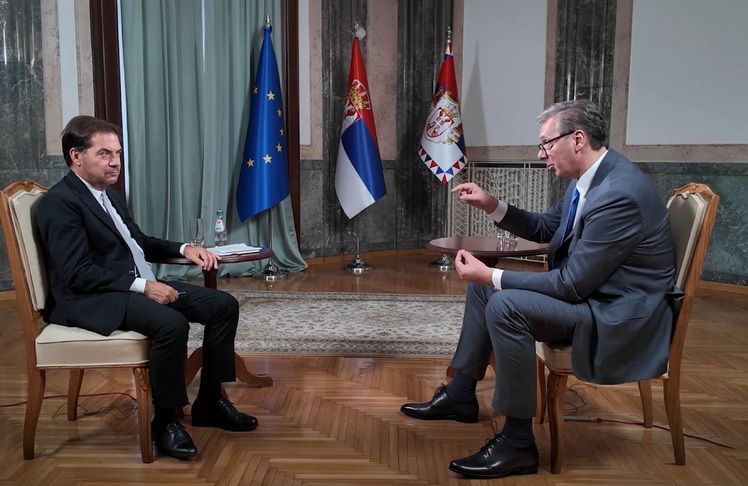 Rainer Nowak (links) und Aleksandar Vučić © Bereitgestellt/Die Presse 
