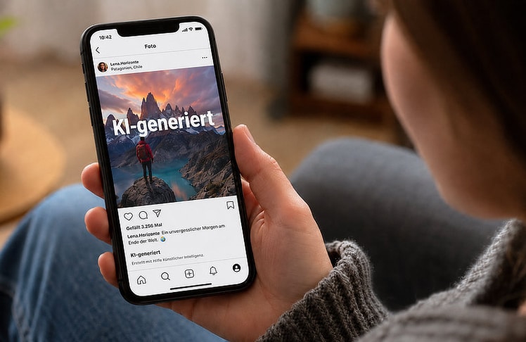 KI-generierte Inhalte müssen ab sofort klar als solche erkennbar sein – etwa bei Bildern, die Nutzer:innen in sozialen Netzwerken angezeigt werden. (Symbolbild)