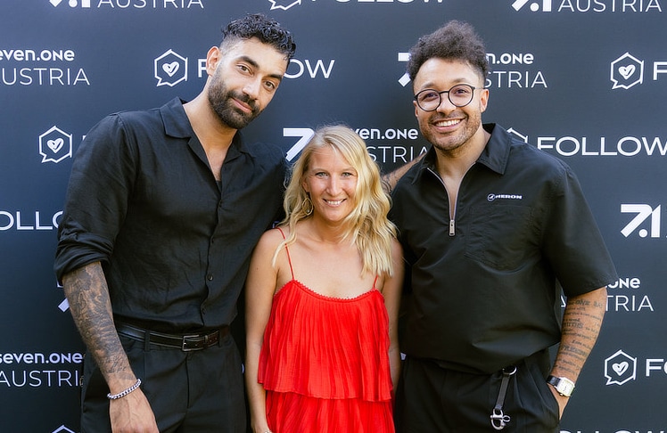 V.l.n.r.: Pedram Parsaian (Co-Founder, Follow), Marie-Therese Repper (Director AdFactory, Seven.One Austria) und Ilja Jay Lawal (CEO und Founder, Follow).