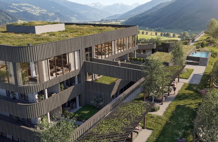 Das Hotel ist mitten im Zillertal gelegen, umgeben von Bergen sowie grünen Fairways und bietet eine 3.300 Quadratmeter großen In- und Outdoor Wellness Area. 