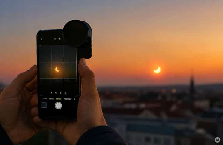 Für gelungene Sonnenfinsternis-Aufnahmen mit dem Smartphone ist laut Expert:innen ein Solarfilter unverzichtbar.