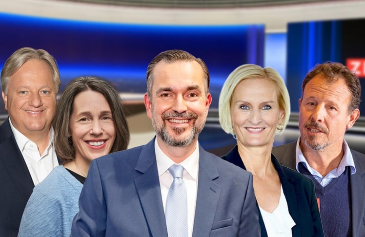 Der designierte Generaldirektor Clemens Pig mit den vier Direktor:innen der ORF-Zentrale (v.l.n.r.): Harald Kräuter (Technologie und Innovation), Angelika Simma-Wallinger (Audience und Plattformen), Clemens Pig, Silvia Lieb (Finanzen und Verwaltung) und Michael Krön (Programm und Brands). © LEADERSNET, C. Mikes/ORF Vorarlberg, Darko Todorovic/LEADERSNET, A. Rieck/Moser Holding, Franz Oss/LEADERSNET, C. Mikes