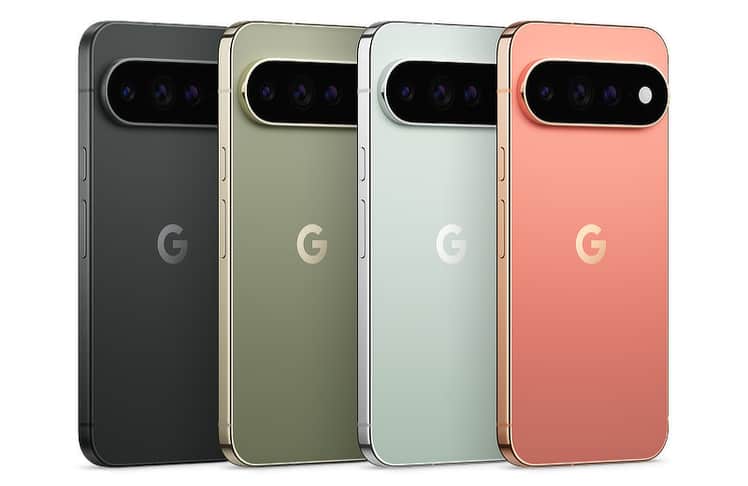 Auch das größere Pixel 11 Pro XL ist in einem matten Obsidian, Olive, Fog und Canyon zu haben.