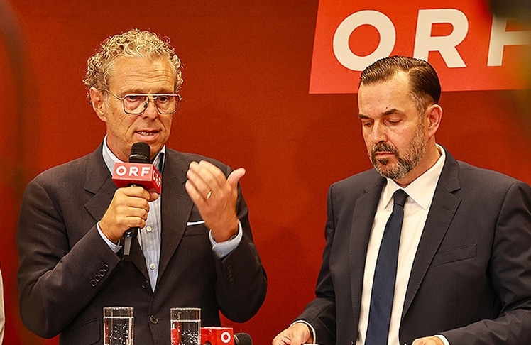 ORF-Stiftungsratsvorsitzender Heinz Lederer (l.) und der designierte Generaldirektor Clemens Pig