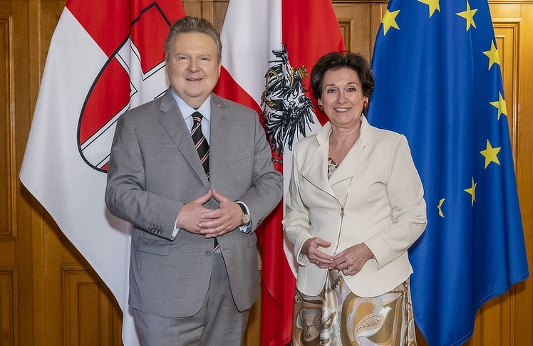 Wiens Bürgermeister Michael Ludwig und die neue Präsidentin der Wiener Wirtschaftskammer  Margarete Kriz-Zwittkovits 