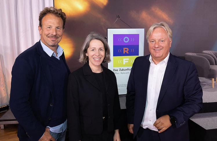 V.l.n.r.: Michael Krön (designierter ORF-Direktor für Programm und Brands), Angelika Simma-Wallinger (designierte ORF-Direktorin für Audience und Plattformen) und Harald Kräuter (designierter ORF-Direktor für Technik und Innovation).
