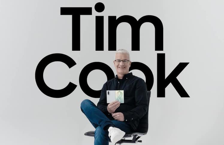 Mit grauem Haar, Brille und schwarzem Oberteil erinnert der neuseeländische Tim Cook auch optisch an seinen prominenten Namensvetter.