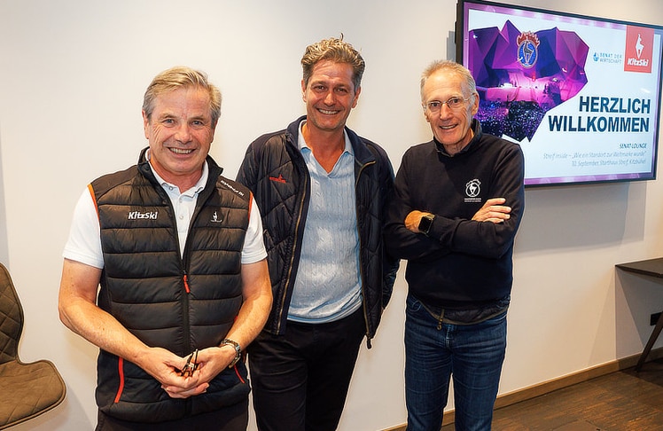 V.l.n.r.: Anton Bodner (Vorstand Bergbahn AG Kitzbühel), Thomas Zanolin (Aufsichtsratsvorsitzender Kitzbühel Tourismus) und Michael Huber (Präsident Kitzbüheler Ski Club).