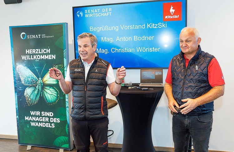 V.l.n.r.: Anton Bodner (Vorstand Bergbahn AG Kitzbühel) und Christian Wörister (Vorstand Bergbahn AG Kitzbühel).