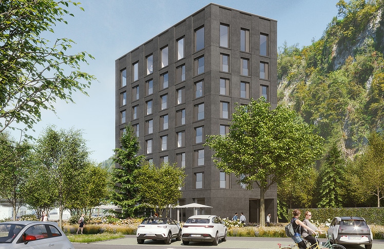 Bis Mitte 2028 entsteht ein Hotel mit Wellnessbereich, Gastronomie und Skybar. Rund zwölf Millionen Euro werden in das Projekt investiert. © Geisinger Immobilien GmbH