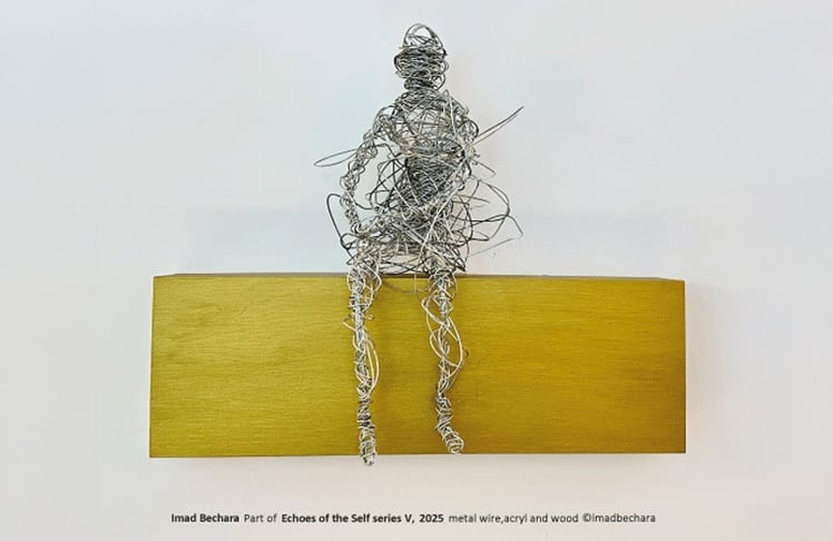 Imad Bechara, from the "Echoes of the Self" series V, 2025, metal wire, acrylic and wood © Imad Bechara