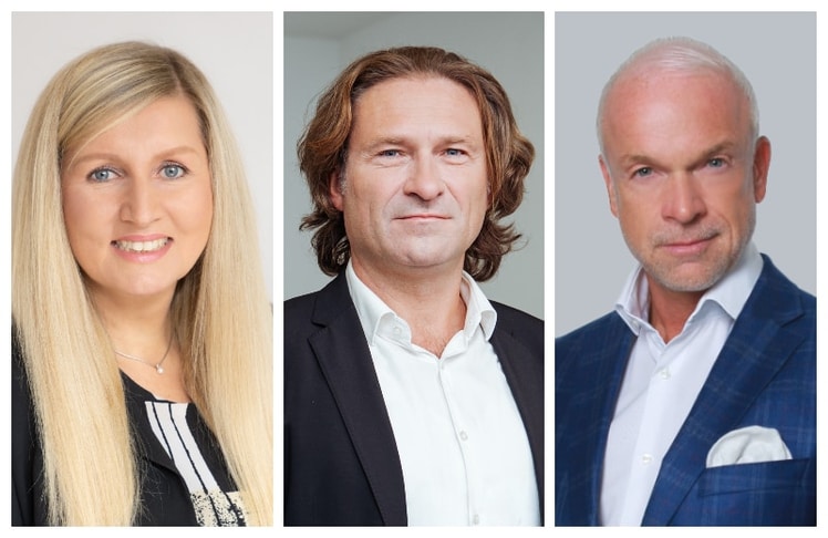 V.l.n.r.: Jaroslava Haid-Jarkova, General Manager von Henkel Consumer Brands Österreich, Marcin Kuchta, General Manager Beiersdorf für Österreich und Osteuropa sowie Christian Zimlich, Country Manager Austria bei Procter & Gamble.