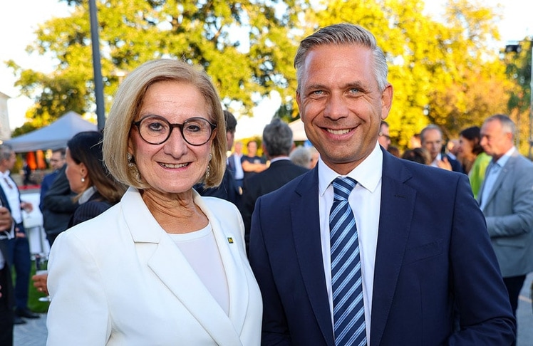 Landeshauptfrau Johanna Mikl-Leitner und Wirtschaftsminister Wolfgang Hattmannsdorfer