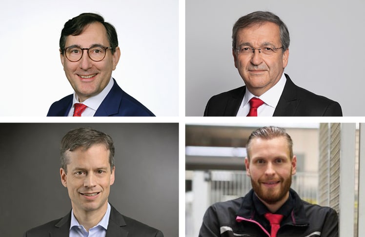 v.l.o. nach re.u.: Dieter Etz (Phoenix Contact) © Phoenix Contact, Walter Eichner (Beckhoff Automation) © Beckhoff Automation, Roland Sommer (Industrie 4.0 Österreich) © Industrie 4.0 Österreich, und Moritz Heide (Rittal Digital Operations) © LinkedIn Moritz Heide