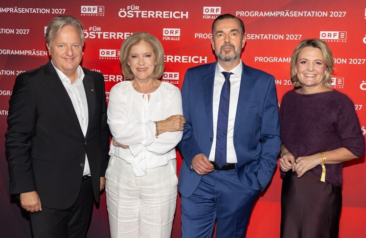 V.l.n.r.: Harald Kräuter (Technischer Direktor ORF), Ingrid Thurnher (ORF-Generaldirektorin), Clemens Pig (designierter ORF-Generaldirektor) und Stefanie Groiss-Horowitz (ORF-Programmdirektorin).