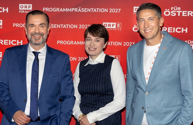 V.l.n.r.: Clemens Pig, Sigrid Maurer (Die Grünen) und Matthias Seiringer (ORF-Enterprise)