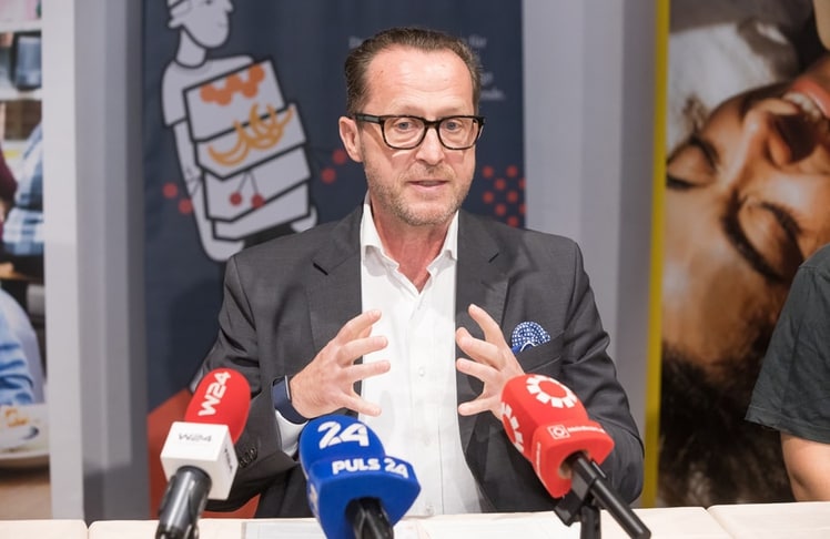 Billa-Vorstand Robert Nagele bei der gemeinsamen Pressekonferenz mit Der Tafel Österreich in Wien, Anfang September. 