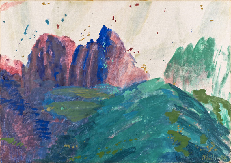 Max Weiler, (1910-2001) „Alpenglühen" Eitempera auf Leinwand, 35 x 50 cm, 1986