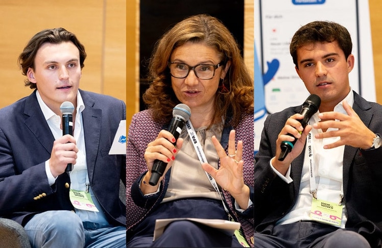 V.l.n.r.: Johannes Weißenbäck (fintogo), Petia Niederländer (OeNB) und Maximilian Hrebicek (fintogo) beim ExecutiveTalk zum Thema "AI"Financial" © OeNB/Hagn